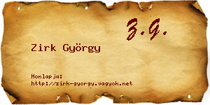 Zirk György névjegykártya